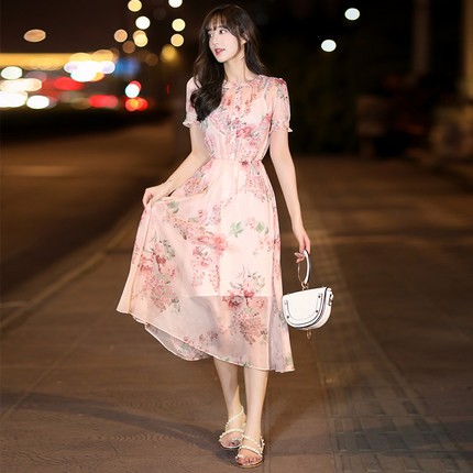 最新モデルが入荷 ワンピース ピンク 春 夏 半袖 フリル袖 花柄 シフォン シアー 透け感 トレンド シースルー フェミニン ガーリー リゾート 海 旅行 南国 春バーゲン Diquinsa Com Mx