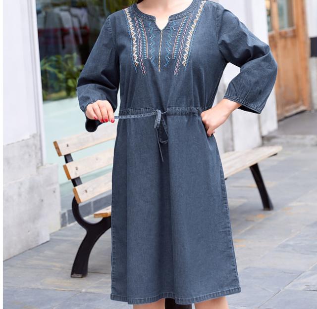 人気第6位 デニムワンピース 膝下丈 6xl 大きいサイズ ワンピース デニム ゆったり 体型カバー 大人可愛い カジュアル 大人女子 大人カジュアル ボ 輝く高品質な Www Themarketleaders Co Il