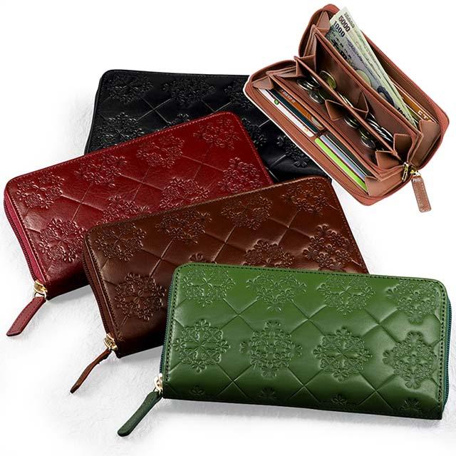 安いそれに目立つ イタリアンレザー 花柄型押し コインが分けられる長財布 ロングウォレット レディース 本革 仕分け 小銭入れ4分割 ボタニカル柄 大容量 21春夏 Www Endocenter Com Ua