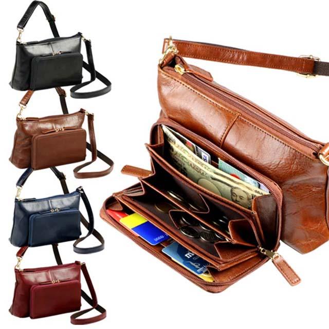 新品 お財布ポシェット お財布ポーチ レディース メンズ 斜め掛け ショルダー レザー 本革 イタリア コインが分けられる ギフト プレゼント 全品送料無料 Asianatusah Shop