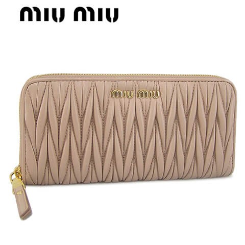 爆安セール 21春夏新作 ミュウミュウ Miu Miu レディース 長財布 サイフ Matelasse 5ml506 N ベージュ Cammeo F0770 ラウンドファスナー アウトレット Travelstore Tn