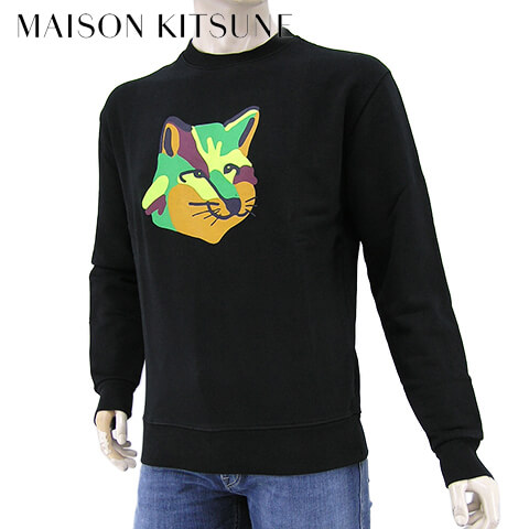 肌触りがいい メゾンキツネ Maison Kitsune メンズ スウェットシャツ Fu Km0001 ブラック Black クルーネック トレーナー 長袖 Sl クリアランスバーゲン Carlavista Com