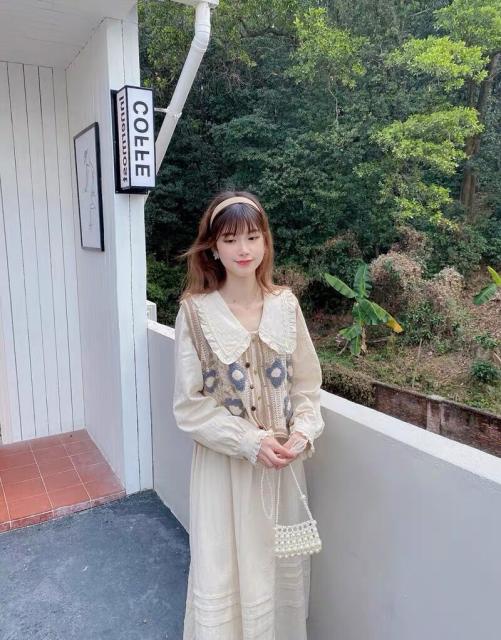 毎回完売 セットアップ ワンピース 長袖 ビッグカラー ベスト 花柄 ふんわり ガーリー レトロ きれいめ 韓国ファッション 大人可愛い 超特価激安 Carlavista Com