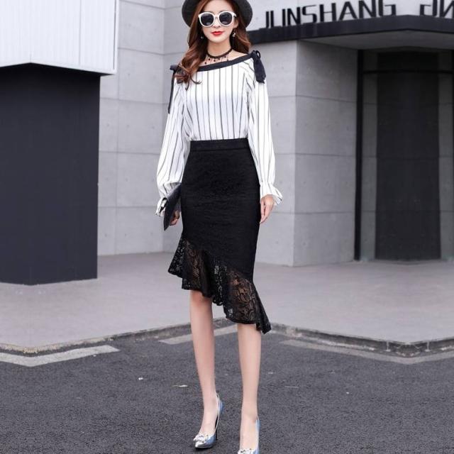 絶妙 スカート タイトスカート フィッシュテールスカート レディース ミディアム丈 ハイウエスト Aライン タイト 裾レース 可愛い 大人可愛い 定番人気 Carlavista Com