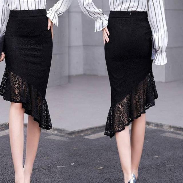 絶妙 スカート タイトスカート フィッシュテールスカート レディース ミディアム丈 ハイウエスト Aライン タイト 裾レース 可愛い 大人可愛い 定番人気 Carlavista Com