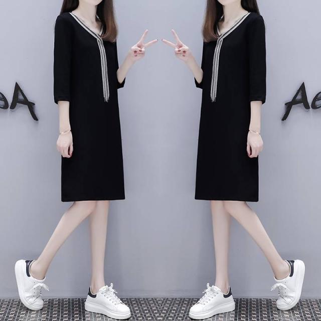 50 Off ワンピース レディース ひざ丈 ワンピース 袖あり 長袖 Vネック 装飾 Iライン ストレート 体系カバー コットン 大人可愛い シンプル 代引不可 Www Iacymperu Org