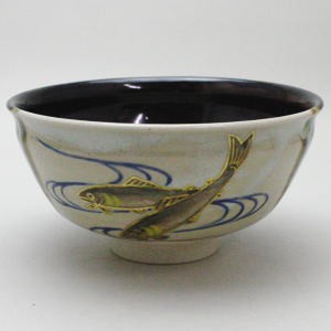 茶道具 抹茶茶碗 膳所焼 陽炎園、岩崎新定作 菊の絵茶碗 | labiela.com