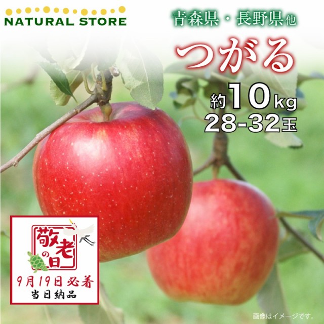 [予約 9月19日必着] つがる 約10kg 28-32玉 津軽 りんご 長野県産他 産地箱 敬老の日 まだ間に合う