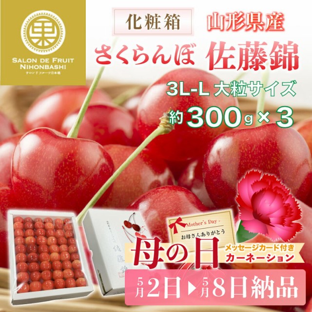 製造元限定特典 予約 5月2日 5月8日の納品 母の日 お花 カーネーション 造花 さくらんぼ 佐藤錦 3l Lサイズ 大粒 特盛 計約900g 約300g 3 山形県産 化 直販入荷 Axesandalesraleigh Com