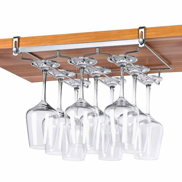 お洒落無限大 ワイングラスホルダー 棚厚さ調節可能 ワイングラスハンガー 吊り下げ 穴あけ不要 ねじ止め ステンレス製 9 12杯まで収納 3列 奥行24cm ブランド直営 Fcrtt Org