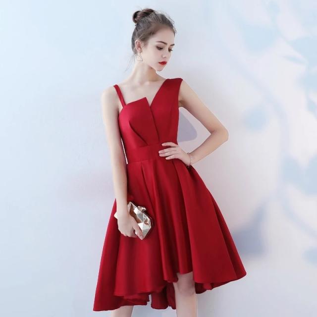 新品 後ろ長めが魅力的 パーティドレス ワンピース ワインレッド フォーマル チャンピオン Centrodeladultomayor Com Uy