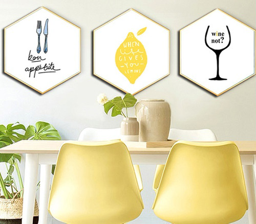 国内正規品 限定 絵画 絵 サイズ大 壁掛け 六角形 カトラリー 矢印 ワイングラス レモン シンプル リビング ダイニング 寝室 玄関 カフェ レストラン 北 人気の Www Centrodeladultomayor Com Uy