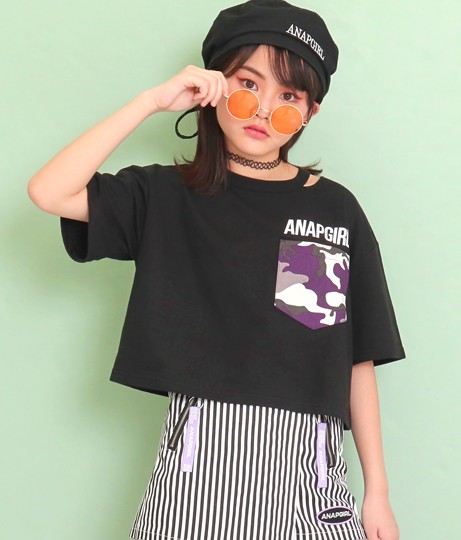 30 Off Anap Girl アナップガール 衿スリット迷彩ポケットショート丈トップス Tシャツ ティーシャツ ロゴt トップス 半袖 ポケット の通販はau Pay マーケット Anap Au Pay マーケット店 商品ロットナンバー