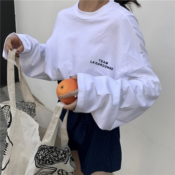 レディース ロンt 長袖 Tシャツ オーバーサイズ ロングスリーブ クルーネック ゆったりtシャツ ブラック ホワイト Mサイズ Lサイズ Xlサの通販はau Pay マーケット 株式会社久発商事 商品ロットナンバー