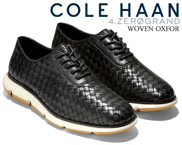 【コールハーン 4.ゼログランド ウーブン オックスフォード】COLE HAAN ZEROGRAND 4ZG WOVEN OXFORD BLACK WOVEN LEATHER c34793 ウーブ