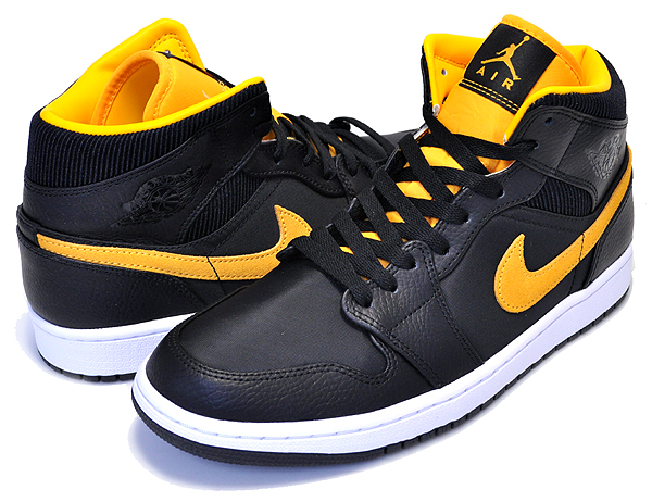 jordan 1 mid black university gold