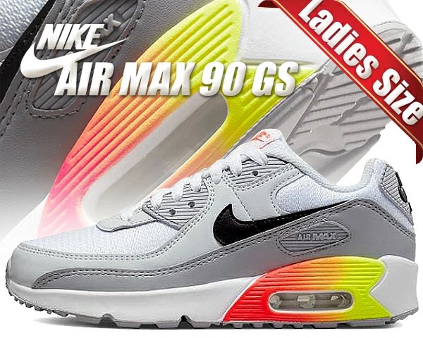 【ナイキ エアマックス 90 ガールズ】NIKE AIR MAX 90 GS wolf grey/black-bright crimson dr8924-001 GRADIENT CASSETTE レディース ス