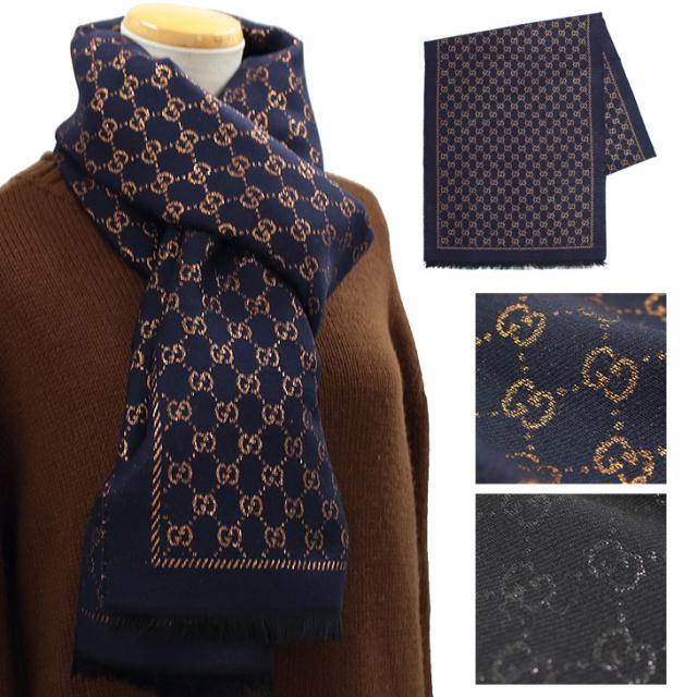 激安人気新品 3g187 新品 男女兼用 レディース メンズ 人気 高級感 Gucci 薄手 ストール Ggロゴ柄 メタリックgg ウール混 マフラー グッチ ファッション小物