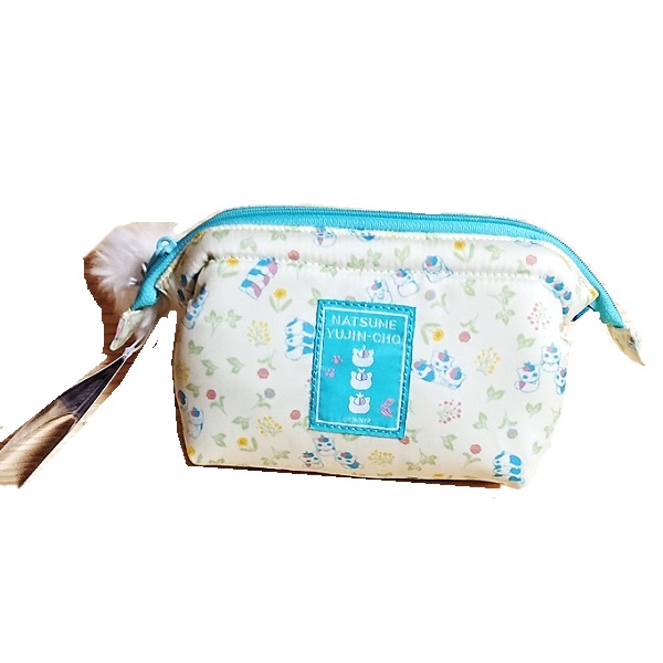 トリプルニャンコ先生 ポーチ 黄色 チラシ柄 劇場版 夏目友人帳 うつせみに結ぶ