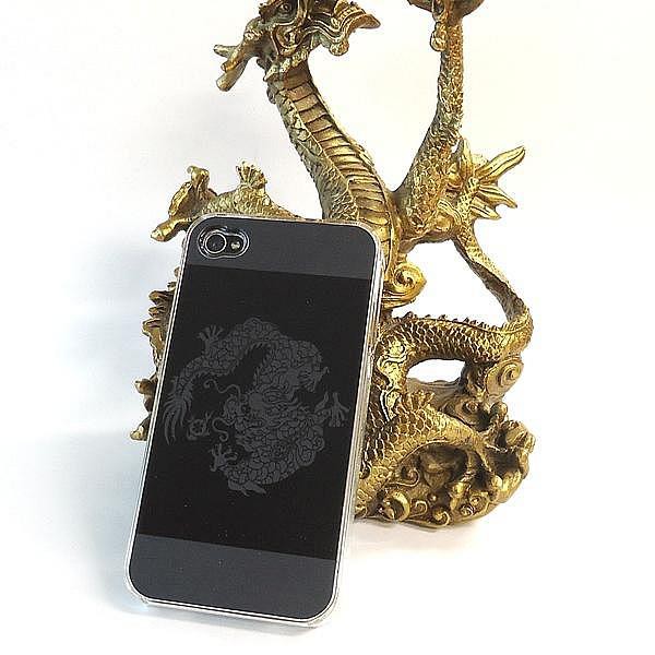 風水 龍 アイフォンケース Iphone4s 4 黒 単龍 風水グッズ 竜 開運祈願