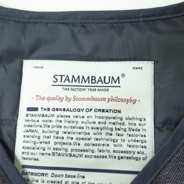 STAMMBAUM x JOURNAL STANDARD シュタンバウム 別注 日本製 Aspen-V-DNM デニムダウンベスト 1603