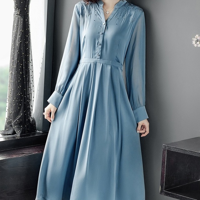 配送員設置送料無料 ワンピース 春 ワンピース レディース 30 40代ワンピース 春 夏 秋新作 長袖ワンピース きれいめワンピース シフォン オシャレ 通勤 最適な価格 Farmerscentre Com Ng