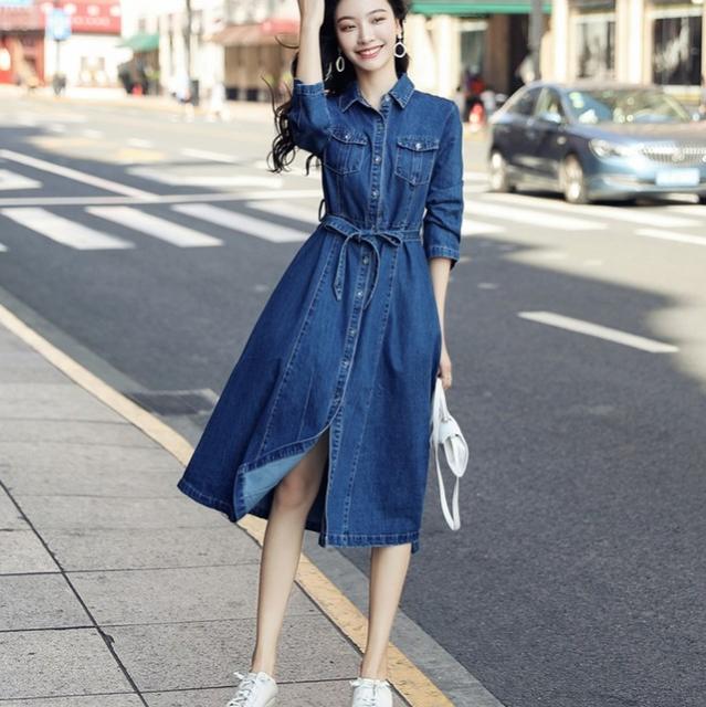 おしゃれ人気 ワンピース 春 デニムワンピース レデイース 春秋 きれいめ シャツワンピース Aラインワンピース 膝丈ワンピース 着痩せ 長袖 ワンピ 上 未使用 Centroprofesorjuanbosch Com