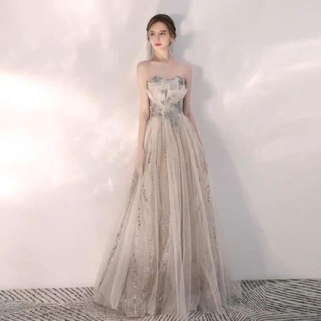 限定製作 パーティードレス ロング丈 ロングドレス 結婚式 お呼ばれドレス マキシ丈 ロングワンピース ピアノ 発表会 二次会披露宴 チューブトップ ポイント10倍