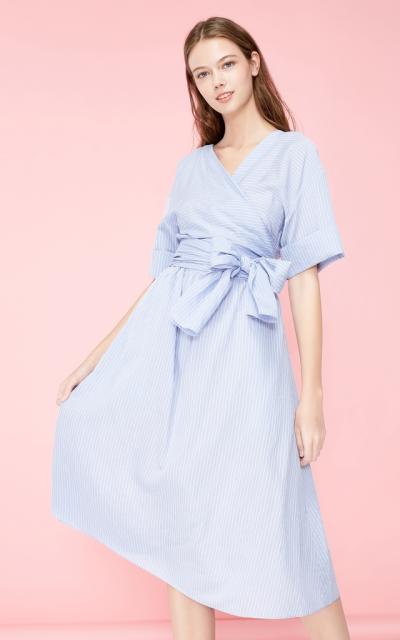 大幅値下 メール便ok 日本製 カシュクールワンピースロング ウエストリボン Aライン ロングワンピース 無地 半袖 マキシワンピース レディース お出かけ ストライプ 手数料安い Www Iacymperu Org