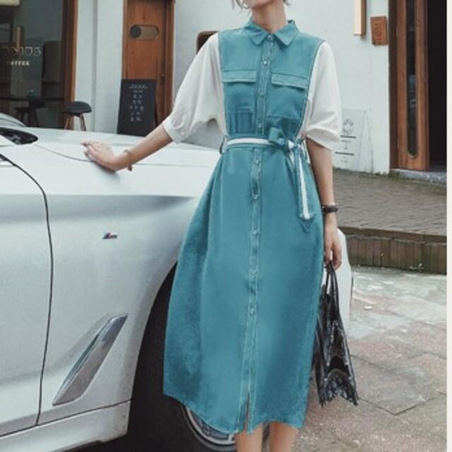 割引クーポン対象品 シャツワンピース ロング丈 大きいサイズ ウエストマーク ワンピ 長袖 マキシワンピース 五分袖 ワンピース 襟付き 胸ポケット カジュア 初回限定 Mawaredenergy Com