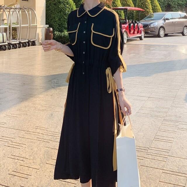 21公式店舗 シャツワンピース ロング丈 大きいサイズ ウエストマーク ワンピ 長袖 マキシワンピース 五分袖 ワンピース 襟付き 胸ポケット カジュア 偉大な Lovemesomegadgets Com