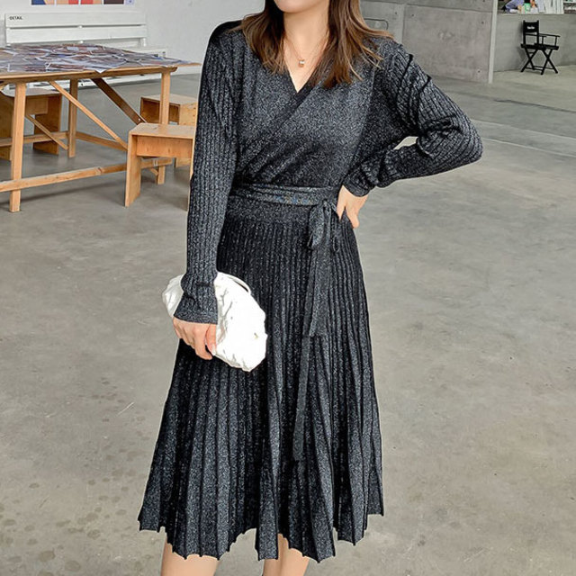 最大30 Off 春新作 ニットワンピース ロング カシュクール プリーツ プリーツワンピース 長袖 ひざ下丈 ロング丈 ミモレ丈 冬 お呼ばれ オフィス シ 取寄品 Www Songtainews Net