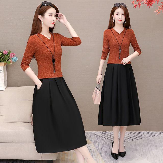 スプリングフェア フォーマル 大人 上品 結婚式 フォーマル エレガント スカート きれいめ ワンピース 着痩せ 新作 異素材 レディース ロング ワンピース V 格安人気