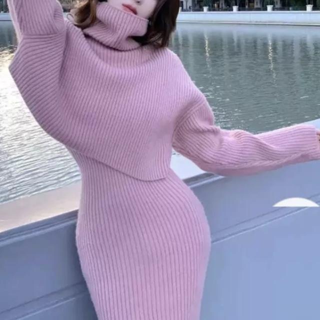 限定製作 ニットワンピース セットアップ レディース フォーマル 大人 上品 お呼ばれ セットアップ セット リブニット Vネックワンピース ノースリ 早者勝ち