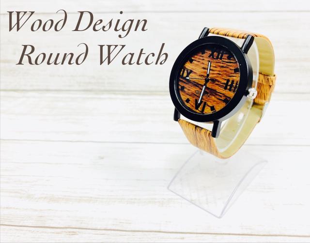 ウッド 腕時計 アンティーク風 木製風 ローマ数字 ウッドデザイン ユニセックス メンズレディース 男女兼用