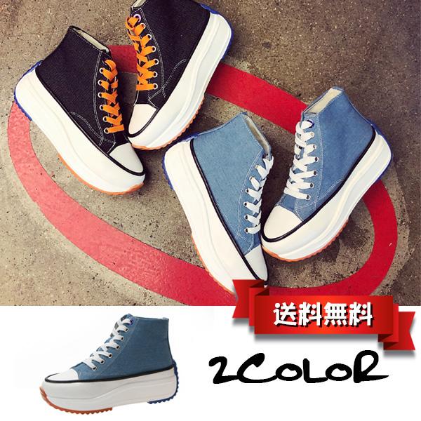 送料無料 目玉セールスニーカー レディース ハイカット キャンバス 紐 シューズ 靴 ダンスシューズ ヒップホップの通販はau Wowma ワウマ 吉村ストア 商品ロットナンバー