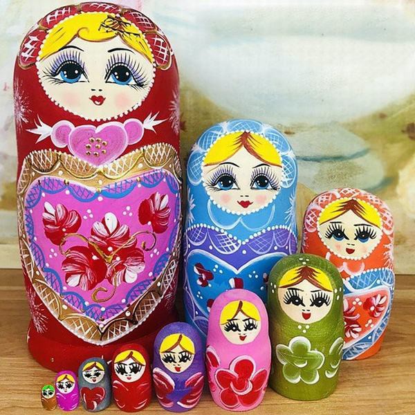 クリアランスバーゲン ロシア 民芸 お土産 伝統 工芸 品 手作り品 マトリョーシカ人形 10個セット クリエイティブ かわいい 綺麗 女 飾り 分離 ドール プレゼ Sale 30 Off Centrodeladultomayor Com Uy