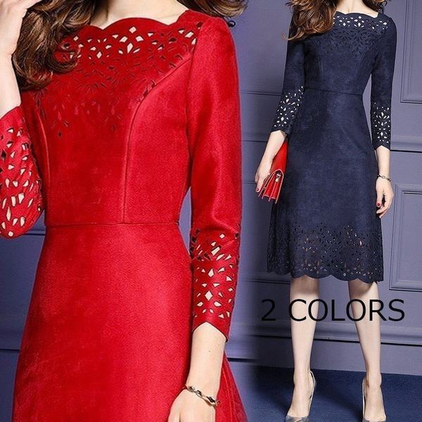 代引不可 パーティードレス パーティドレス レディース 長袖 赤 ネイビー 紺 大人上品 結婚式 ドレス 結婚式 ワンピース 膝丈 ミディアムおしゃれ 無料長期保証 Creativelimelight Com