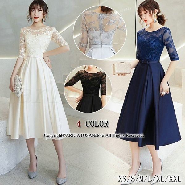 決算特価 送料無料 パーティードレス ワンピース ドレス 結婚式 レディース 黒ドレス 袖あり大人 着痩せ 上品 お呼ばれ 食事会 二次会 披露宴 卒業式 成人式 信頼 Elskaveda Com