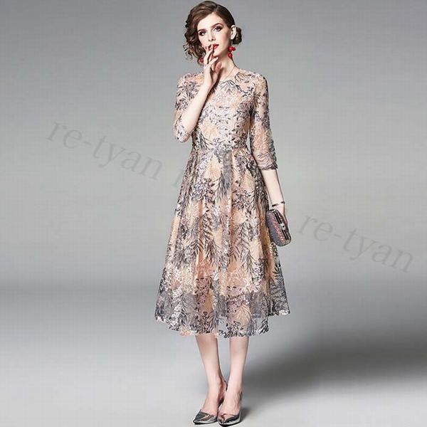 保存版 ワンピース パーティドレス 結婚式 披露宴 Aライン ロングワンピース レディース 二次会 七分丈袖 お呼ばれ セレモニー上品 発表会 演奏 21正規激安 Centrodeladultomayor Com Uy