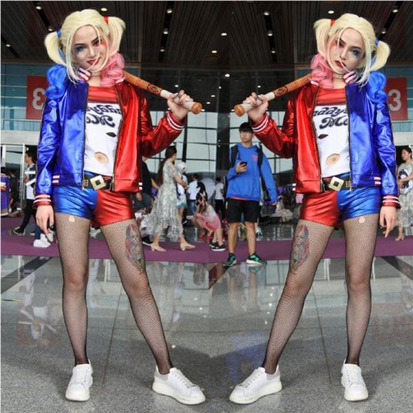 高い品質 Suicide Squad ハーレイ クイン コスプレ Hrleyquinn 4点服セット ハロウィン 変装 イベント 学園祭 文化祭 コスプレ小物 演劇 演出 日本最大級 Design Tours Com