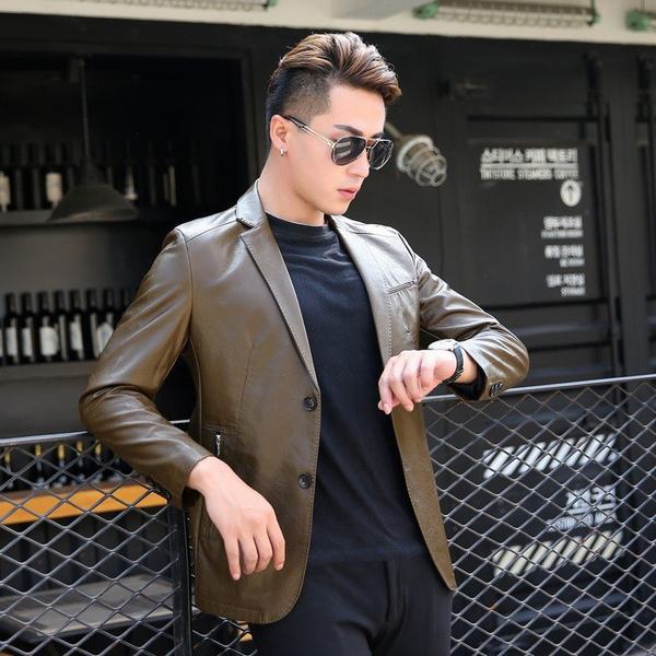 New限定品 レザーテーラードジャケット メンズ ブレザー レザージャケット 革ジャン 革ジャケット 革ブレザー 皮ジャン スリム 残りわずか Csibaced Ac In