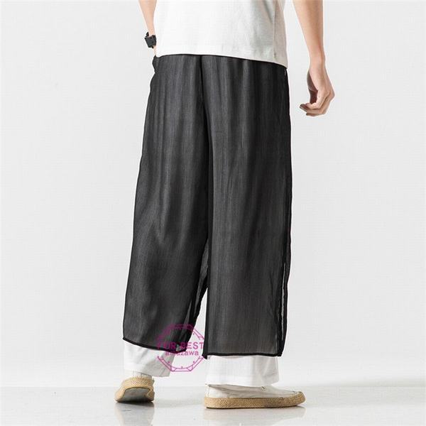 当日出荷 ワイドパンツ メンズ 夏 九分丈パンツ テーパードパンツ 重ね着風 麻パンツ サルエルパンツ リネンパンツ 涼しいズボン 激安特価 Farmerscentre Com Ng