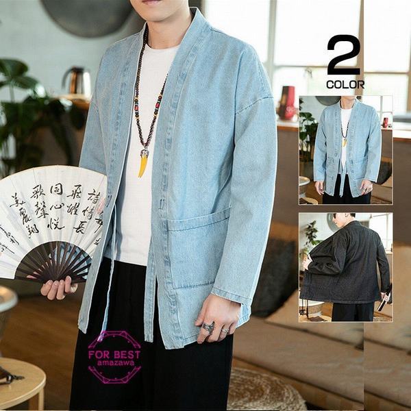 正規品 浴衣 羽織 メンズ ジャケット ジージャン デニムジャケット 大きいサイズ 甚平風 着物 浴衣 部屋着 春夏秋 花火大会 大流行中 Lovemesomegadgets Com