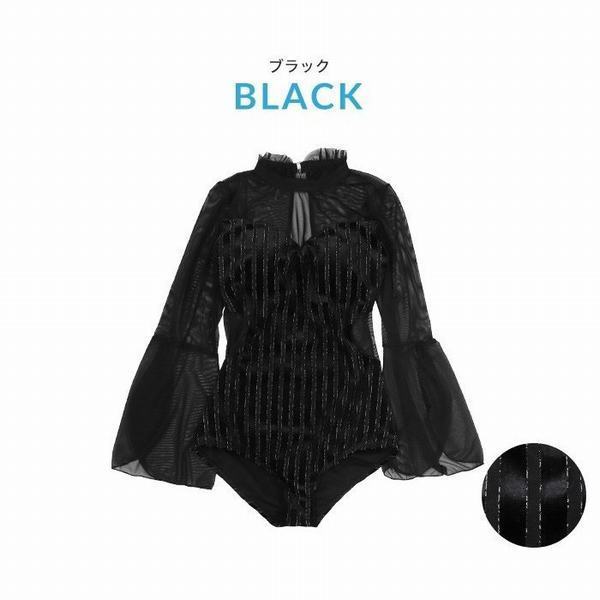 感謝価格 水着 レディース 体型カバー ワンピース 大きいサイズ フレアスリーブ ブラック 黒 ストライプ ラメ 長袖 オトナ女子 大人 女性 週間ランキング１位獲得 Carlavista Com