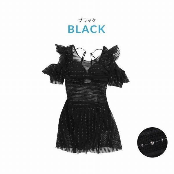 再再販 水着 レディース ワンピース 体型カバー 黒 オールインワン おしゃれ シースルー ラメ シンプル ストラップ ブラック 夏 30代 40代 50代 感謝価格 Design Tours Com