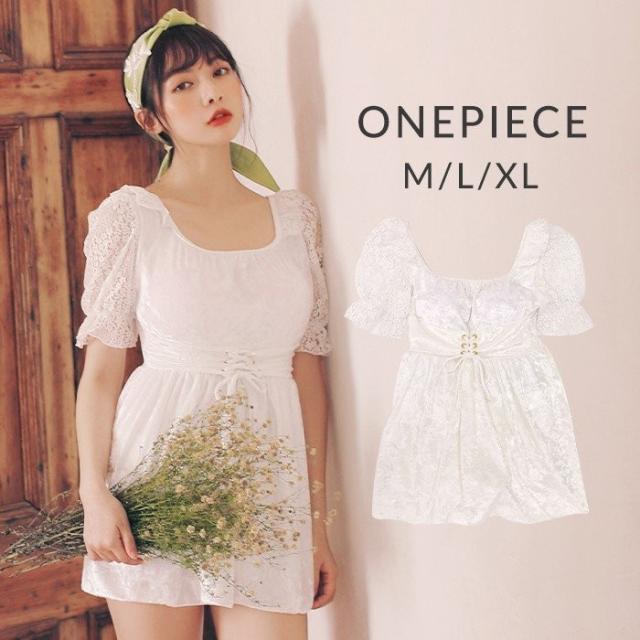 のオシャレな 水着 レディース ワンピース 体型カバー レース ベロア パフスリーブワンピース 水着 白 ママ水着 オトナ女子 30代 40代 50代 代 オー 枚数限定 Www Endocenter Com Ua