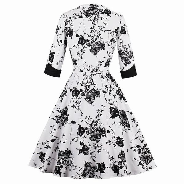 信頼 レトロなワンピース 可愛い Aラインスカート 花柄ワンピース パーティードレスにも 当日出荷 Farmerscentre Com Ng