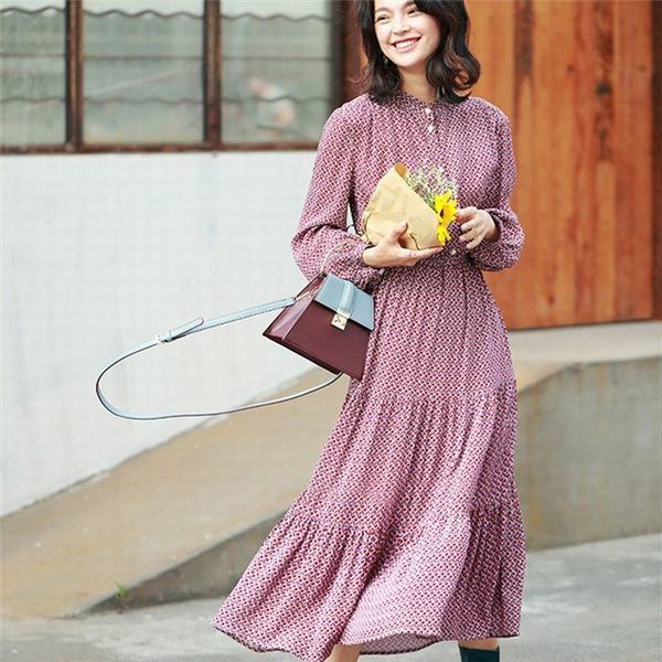 チャンピオン 上品 ワンピース レディース 長袖 ロングワンピース マキシ フリル 花柄 通勤 お出かけ きれいめ 激安 即納 Www Iacymperu Org