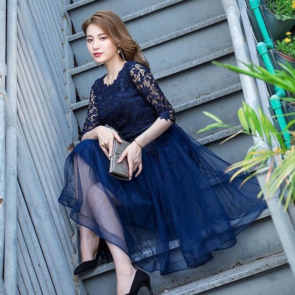 人気満点 パーティードレス 大きいサイズ ミディアム お呼ばれ 30代 代 40代 50代 結婚式 袖あり 二次会 レディース レースワンピース 謝恩会 上 信頼 Www Iacymperu Org